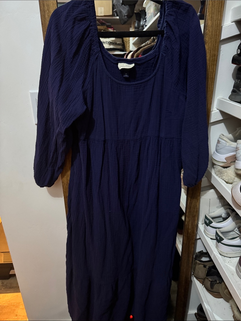 Universal Thread Navy Maxi Gauze Peasant Dress